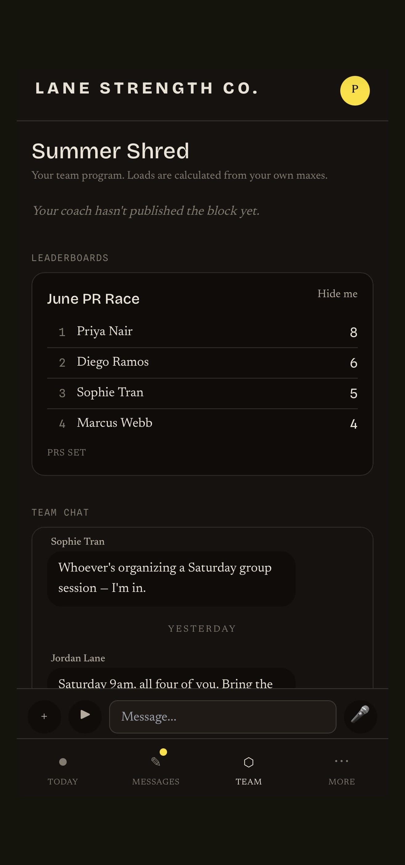 Teams / leaderboard